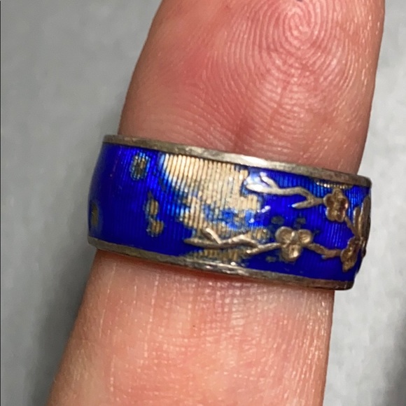 🖤purple pearl earrings💕& cloisonné ring - Picture 8 of 12